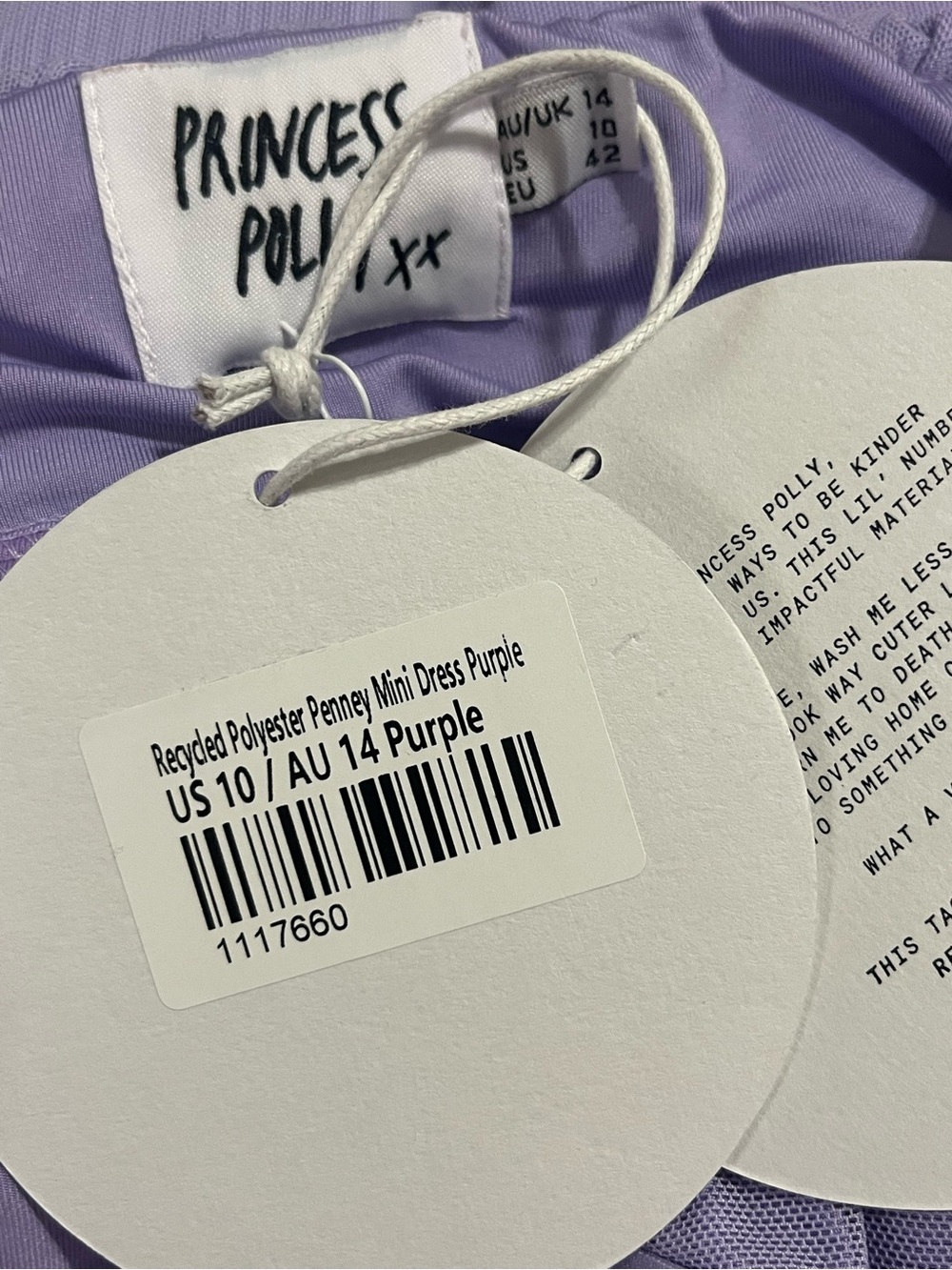 NWT Princess Polly Penney Mini Dress Purple - Picture 5 of 7